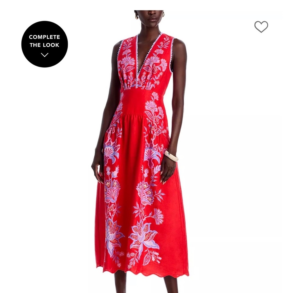 Farm Rio Red Floral Embroidered Dress